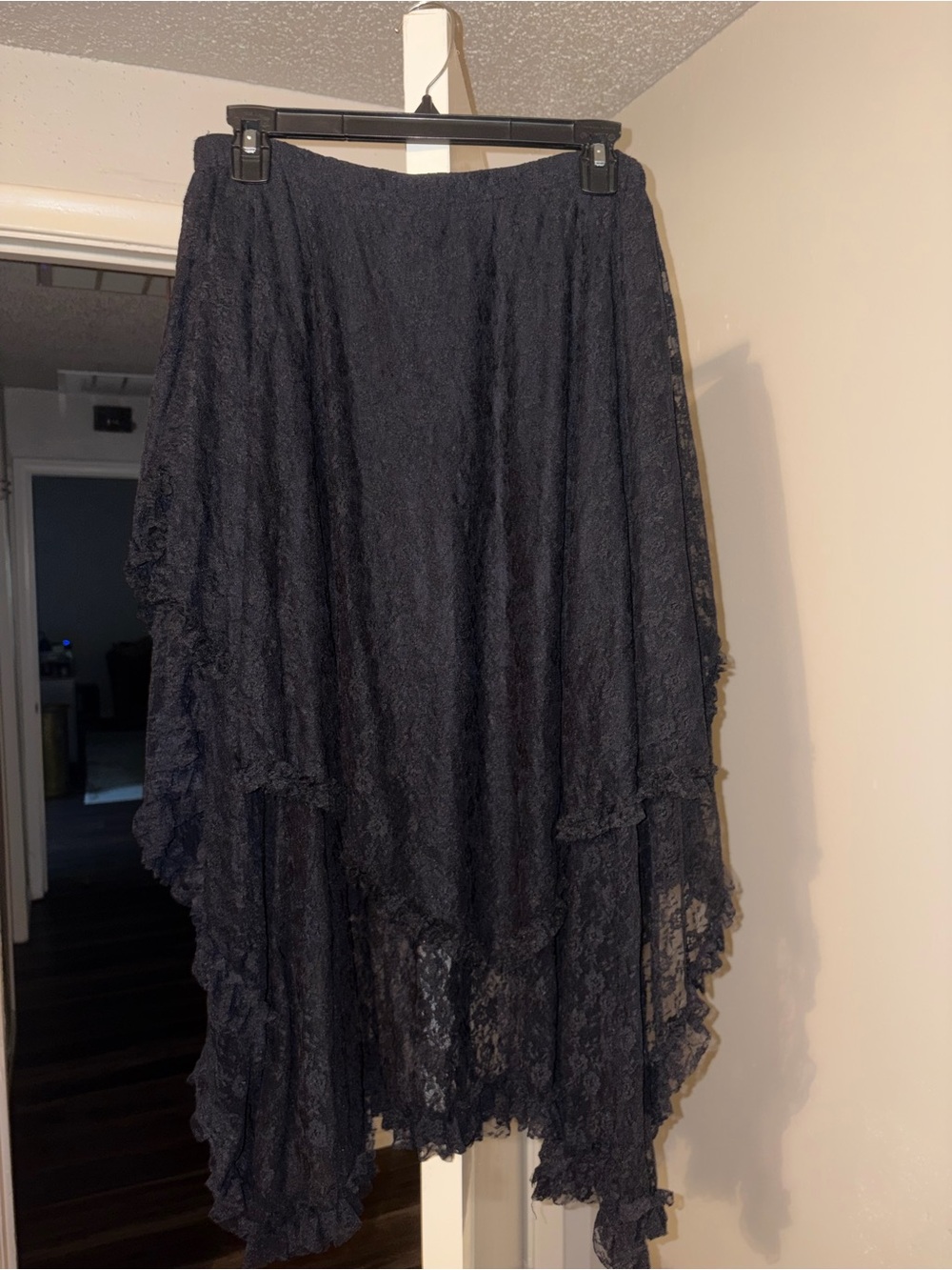 Tiered Lace Asymmetric Boho Peasant Skirt